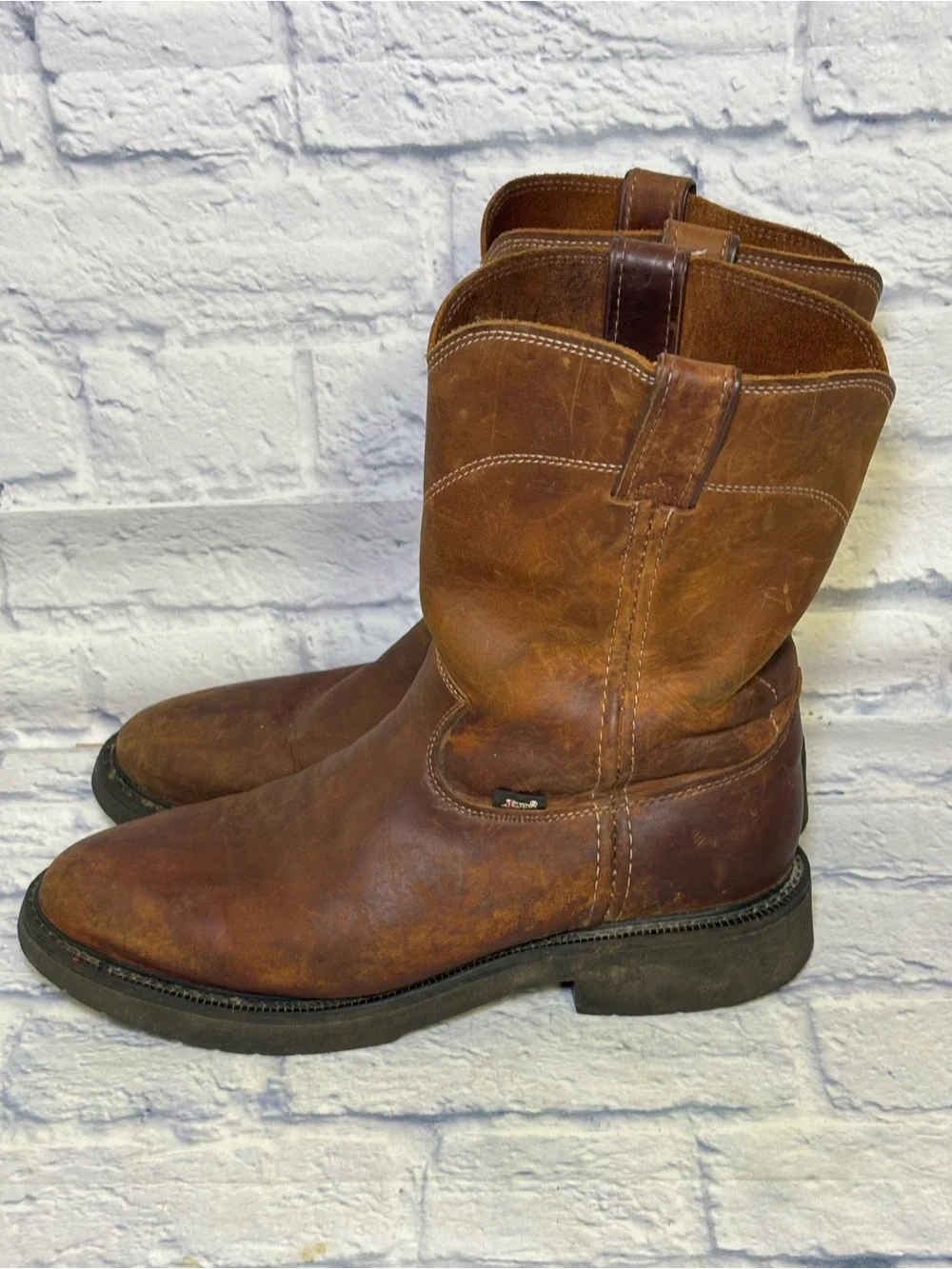 Justin Vintage USA 4760 Conductor Mens Size 10.5 D Brown Work Boots Soft Toe